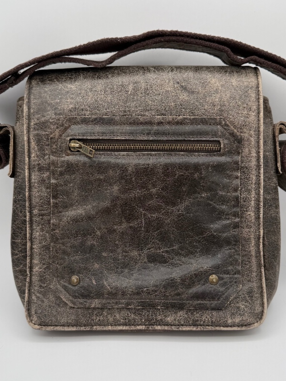 Castelli Men's Distressed Brown Leather Crossbody Bag